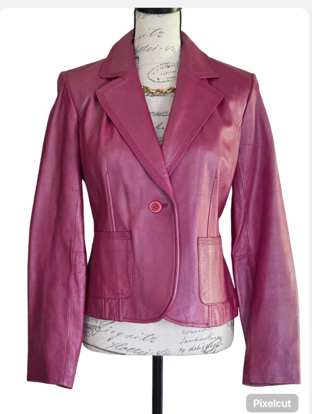 Alfani Magenta Leather Jacket.